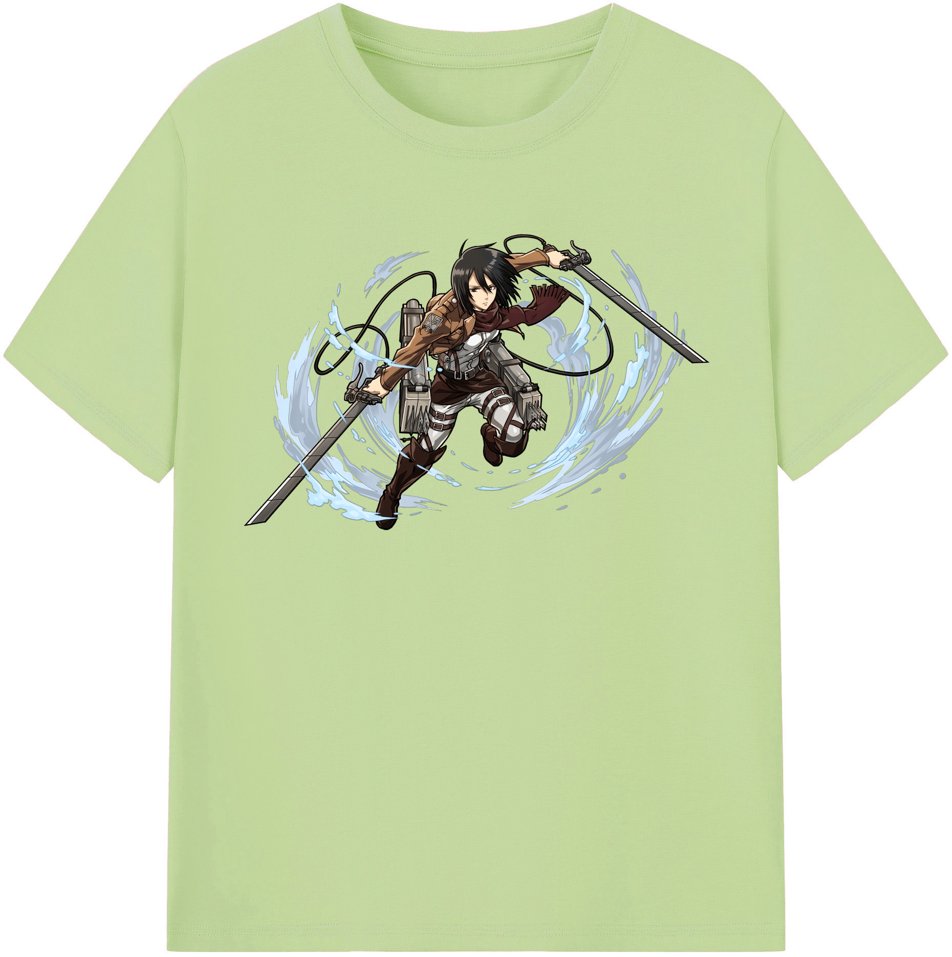 （画像用） 進撃の巨人 ミカサ·アッカーマン Attack on Titan Mikasa Ackerman 綿100％半袖Tシャツ（フロントプリント）
